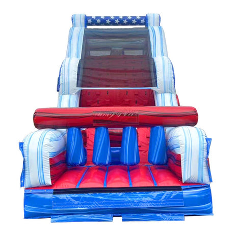 40' Red White and Blue Marble Inflatable Rock Climb Slide with Blower
