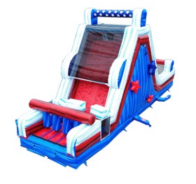 40' Red White and Blue Marble Inflatable Rock Climb Slide with Blower
