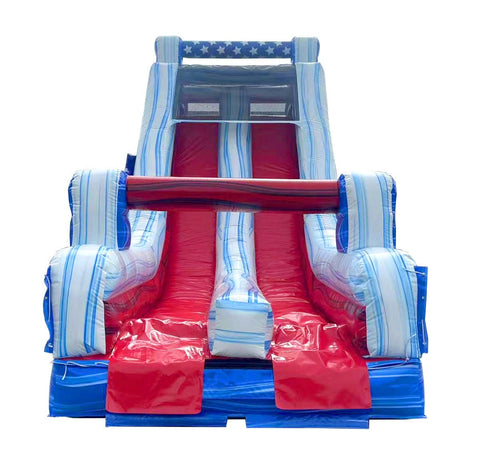40' Red White and Blue Marble Inflatable Rock Climb Slide with Blower
