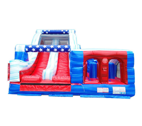 Radical Run Obstacle Course with Blower - Red White and Blue Marble