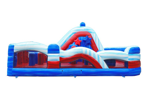 Radical Run Obstacle Course with Blower - Red White and Blue Marble