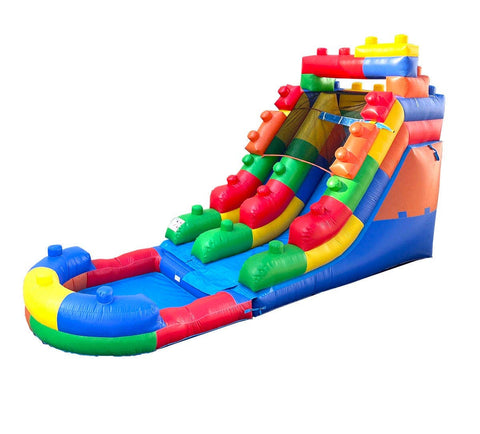Rental Lite 15' Building Block Water Slide with Blower