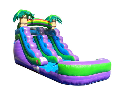 12' Rental Lite Purple Marble Tropical Inflatable Water Slide with Blower