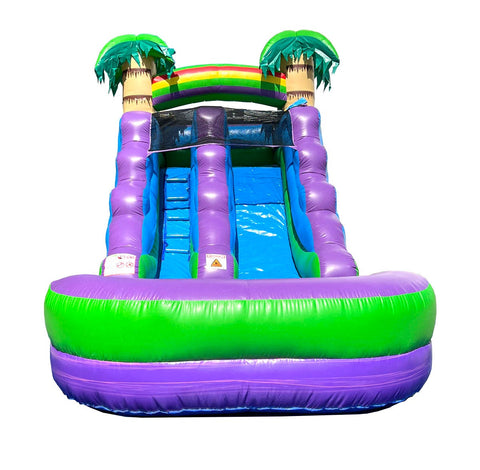 12' Rental Lite Purple Marble Tropical Inflatable Water Slide with Blower