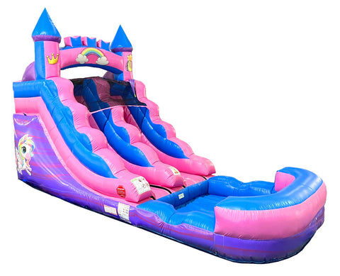 12'H Crossover Pink Unicorn Inflatable Water Slide