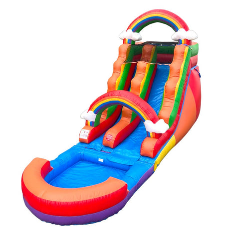 15' Rental Lite Rainbow Cloud Inflatable Water Slide with Blower and Pool
