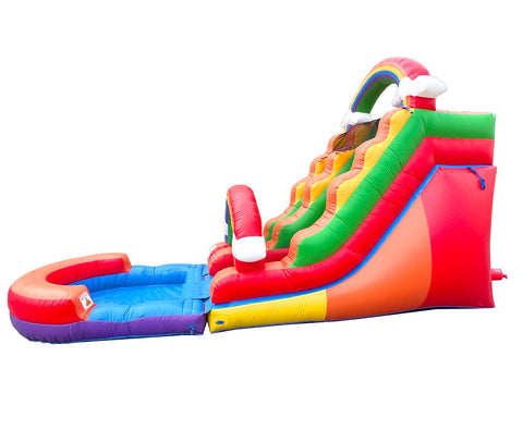 15' Rental Lite Rainbow Cloud Inflatable Water Slide with Blower and Pool