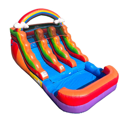 12' Rental Lite Rainbow Double Lane Inflatable Water Slide with Blower