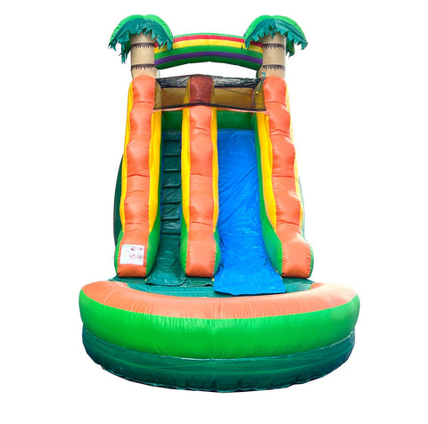 15' Rental Lite Tropical Inflatable Water Slide with Blower and Pool