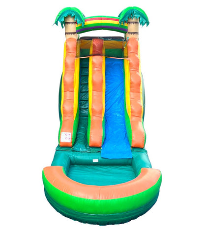 15' Rental Lite Tropical Inflatable Water Slide with Blower and Pool
