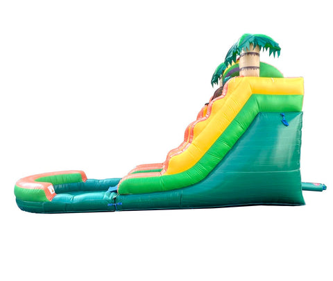 15' Rental Lite Tropical Inflatable Water Slide with Blower and Pool