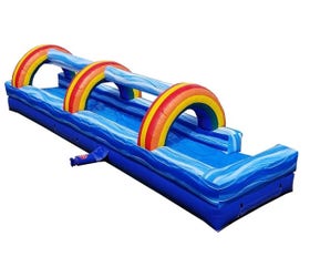 30' Blue Marble Inflatable Splash and Ride Waterslide with Blower