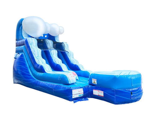12' Tall Blue Marble Wave Inflatable Water Slide with Blower