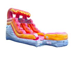 12' Tall Fire Red Marble Wave Inflatable Water Slide with Blower