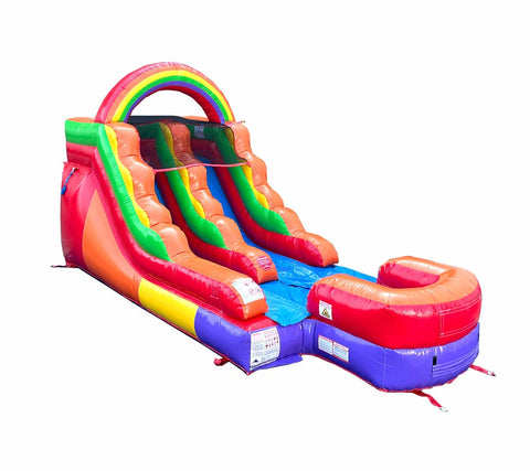 12' Tall Rainbow Wet/Dry Inflatable Slide with Blower