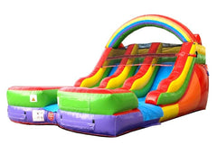 12' Rainbow Double Lane Inflatable Water Slide with Blower