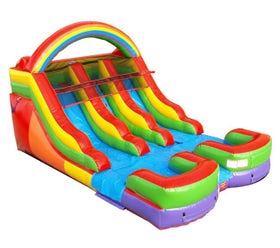 19' Fire Marble Double Lane Curved Inflatable Water Slide with Blower by POGO