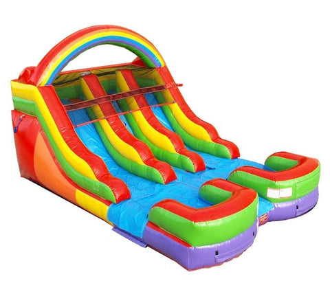 12' Rainbow Double Lane Inflatable Water Slide with Blower