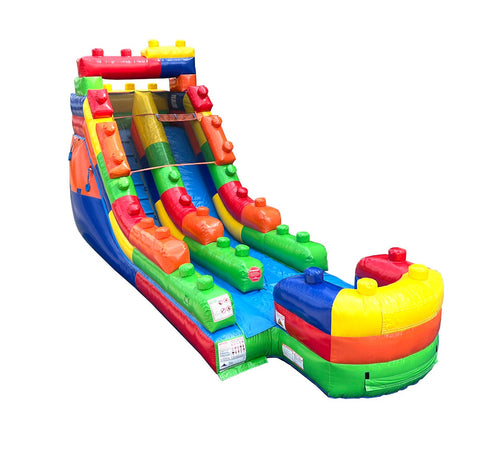 15' Tall Building Block Inflatable Water Slide with Blower