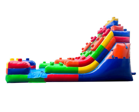 15' Tall Building Block Inflatable Water Slide with Blower