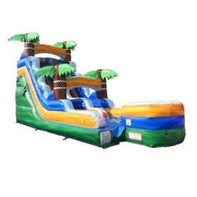 15' Tropical Green Marble Inflatable Water Slide with Blower