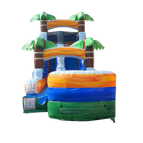 15' Tropical Green Marble Inflatable Water Slide with Blower