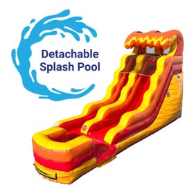 15' Tall Lava Wave Wet/Dry Inflatable Slide with Blower and Detachable Pool