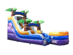 15' Tropical Purple Marble Inflatable Water Slide with Blower