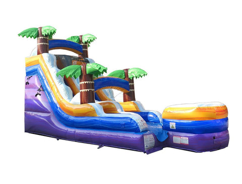 15' Tropical Purple Marble Inflatable Water Slide with Blower