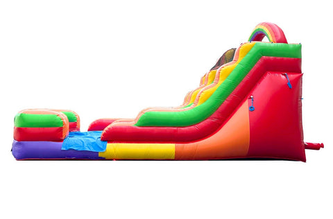 15' Tall Rainbow Wet/Dry Inflatable Slide with Blower