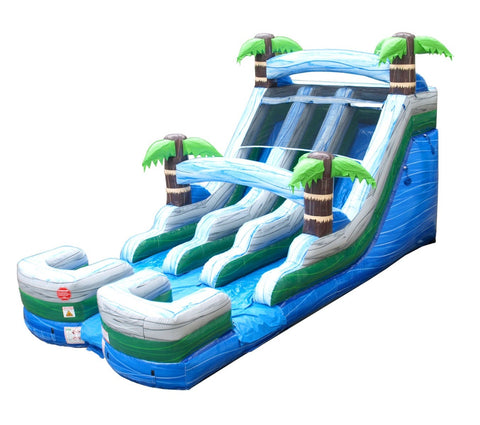15' Tropical Marble Double Bay Inflatable Water Slide with Blower