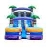 Image of 15' Purple Tropical Marble Double Bay Wet/Dry Inflatable Slide with Blower