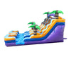 Image of 15' Purple Tropical Marble Double Bay Wet/Dry Inflatable Slide with Blower