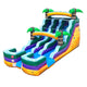 15' Yellow Tropical Marble Double Bay Wet/Dry Inflatable Slide with Blower