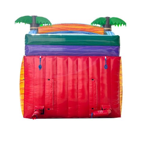 15' Yellow Tropical Marble Double Bay Wet/Dry Inflatable Slide with Blower
