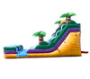 Image of 15' Yellow Tropical Marble Double Bay Wet/Dry Inflatable Slide with Blower