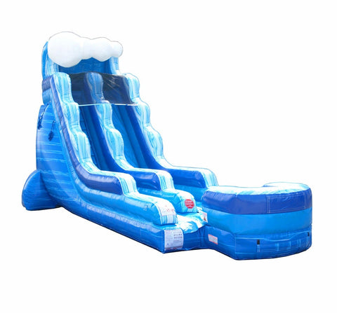 18' Blue Marble Wave Inflatable Water Slide with Blower