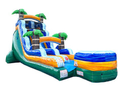 18' Tropical Green Marble Inflatable Water Slide with Blower