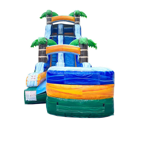 18' Tropical Green Marble Inflatable Water Slide with Blower