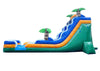 Image of 18' Tropical Green Marble Inflatable Water Slide with Blower
