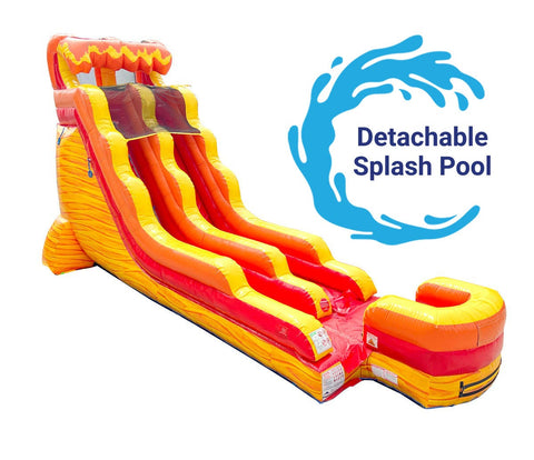 18' Tall Lava Wave Wet/Dry Inflatable Slide with Blower and Detachable Pool