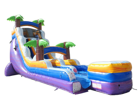18' Tropical Purple Marble Inflatable Water Slide with Blower