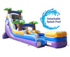 Image of 18' Tall Purple Tropical Marble Wet/Dry Inflatable Slide with Blower and Detachable Pool