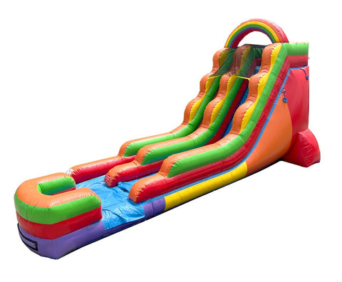 18' Tall Rainbow Wet/Dry Inflatable Slide with Blower