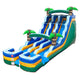 18' Tall Green Tropical Marble Double Bay Wet/Dry Inflatable Slide with Blower