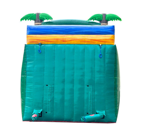 18' Tall Green Tropical Marble Double Bay Wet/Dry Inflatable Slide with Blower
