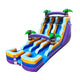 18' Tall Purple Tropical Marble Double Bay Wet/Dry Inflatable Slide with Blower
