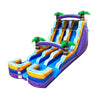 Image of 18' Tall Purple Tropical Marble Double Bay Wet/Dry Inflatable Slide with Blower