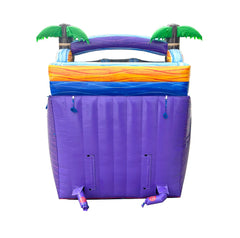 18 1/2 H' Tall Purple Tropical Marble Double Bay Wet/Dry Inflatable Slide with Blower by POGO