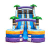 Image of 18' Tall Purple Tropical Marble Double Bay Wet/Dry Inflatable Slide with Blower